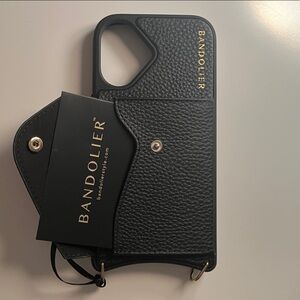 NWT Bandolier Black Leather iPhone 16 Case without Strap